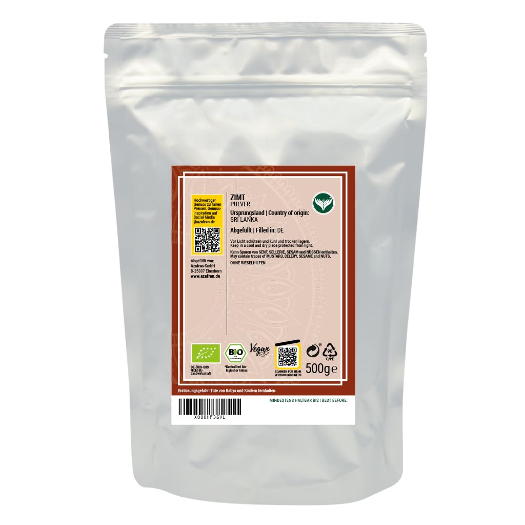 Azafran BIO Ceylon Zimt gemahlen Zimtpulver 500g