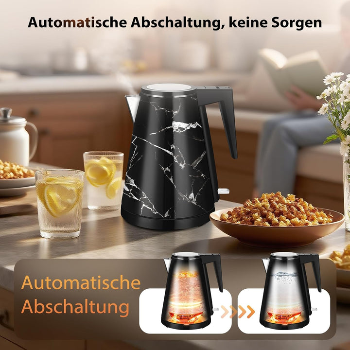 Wasserkocher Edelstahl, BPA-frei, Automatische Abschaltung, Wasserkocher Temperaturanzeige, Strix Co