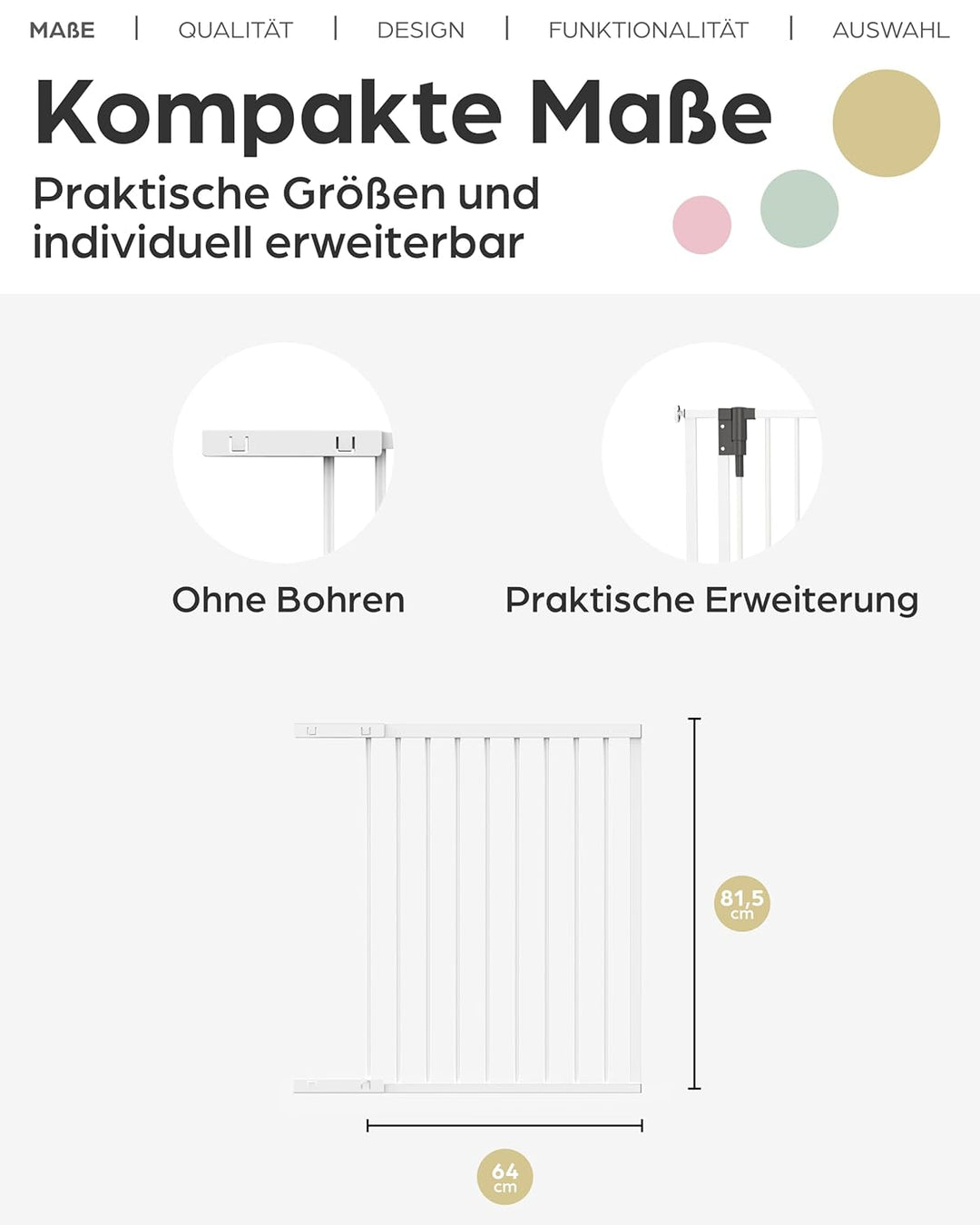 Geuther Verlängerung Türschutzgitter Easylock Plus I Weiss, 64 cm Metall I stabile Erweiterung für T