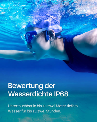 Shokz OpenSwim Schwimmen MP3 Kopfhörer, Open-Ear Bone Conduction Headset, IP68 Wasserdicht, 4 GB Spe