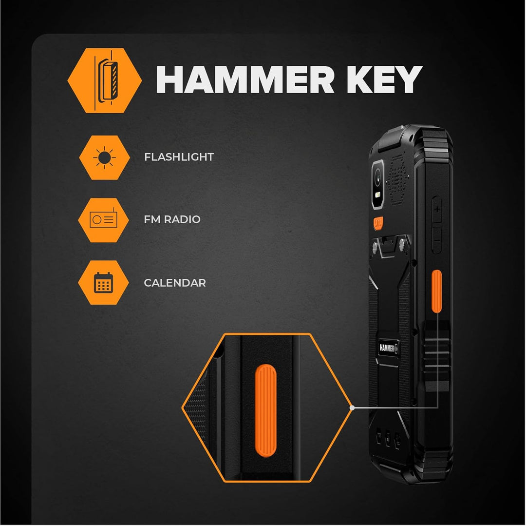 Hammer H Horizon LTE Outdoor Handy ohne Vertrag, 3000mAh Akku, 64 GB, 2,8" IPS Display, grosse Taste