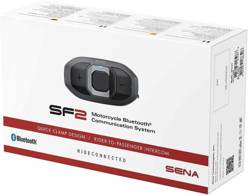 Sena SF2 Bluetooth-Kommunikationssystem für Motorräder mit Zwei Lautsprecher-Sets, Schwarz Einzelpac