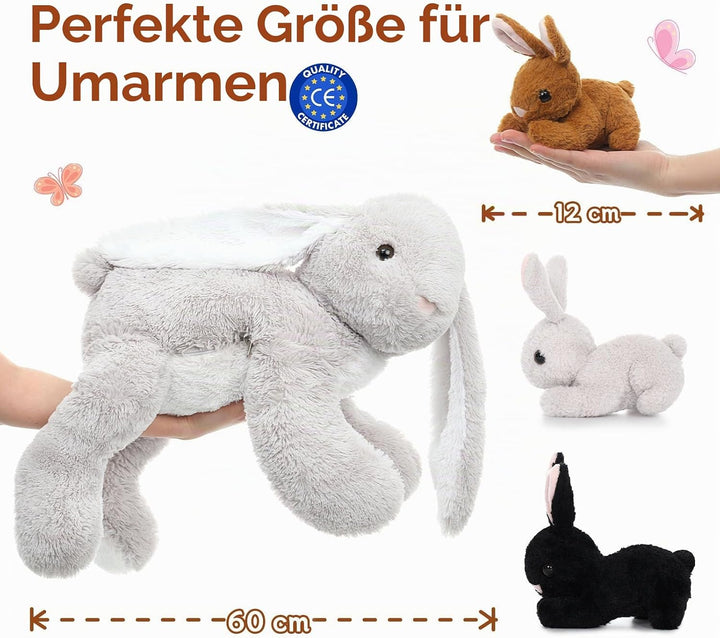 MorisMos Hase Kuscheltier XXL, 60cm Riesen Plüschtier Hase mit 3 Baby, Gross Plüschhase Stofftier We