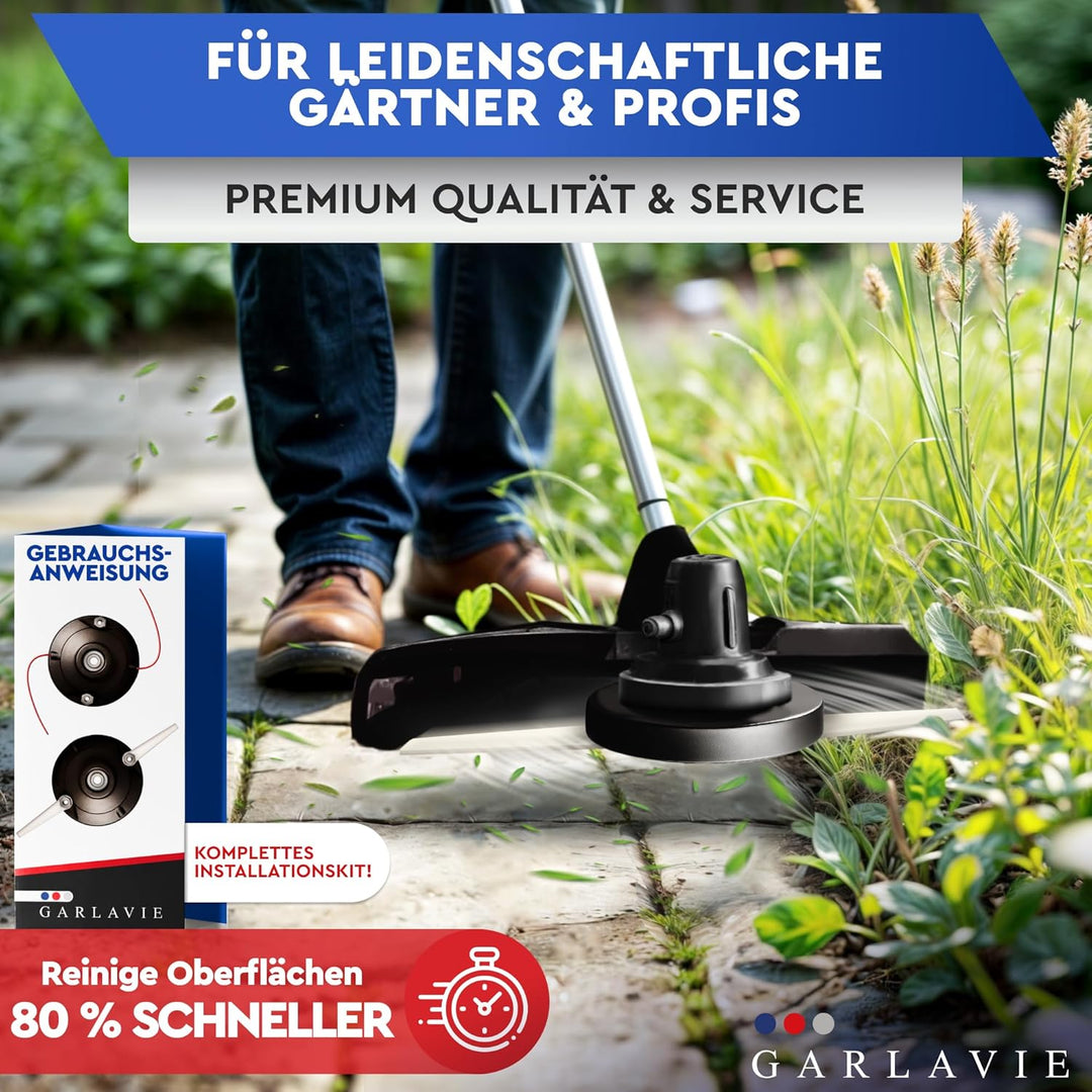 Trimmerkopf Universal 2 in 1 – Ersatzkopf mit Faden & Klingen für Rasentrimmer & Motorsense, Mähkopf