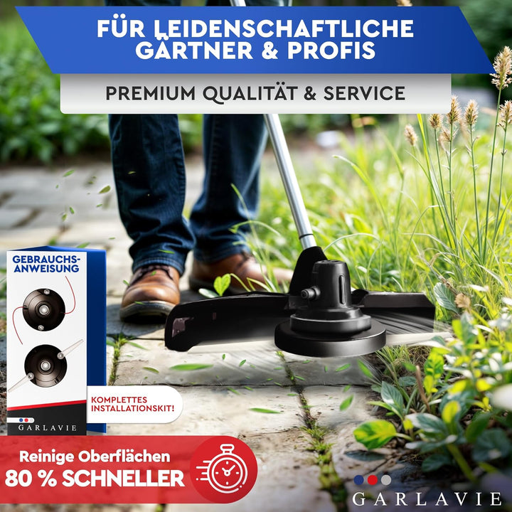 Trimmerkopf Universal 2 in 1 – Ersatzkopf mit Faden & Klingen für Rasentrimmer & Motorsense, Mähkopf