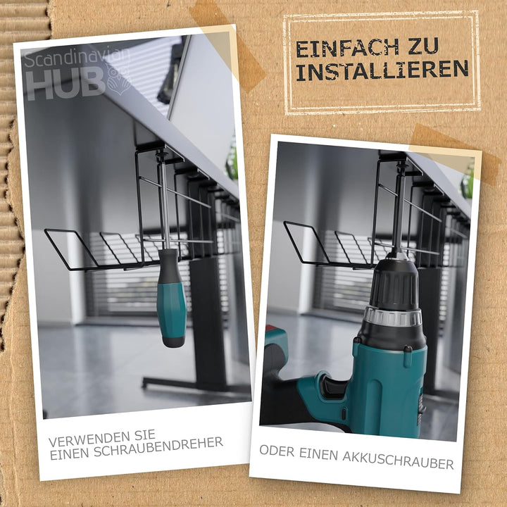 Kabelmanagement-Ablage für die Schreibtischunterseite – Schreibtisch-Kabelhalter für das Büro und Zu