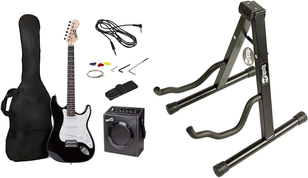 RockJam Full Size Electric Guitar Kit with 10-Watt Guitar Amp, Lessons, Strap, Gig Bag, Picks, Whamm