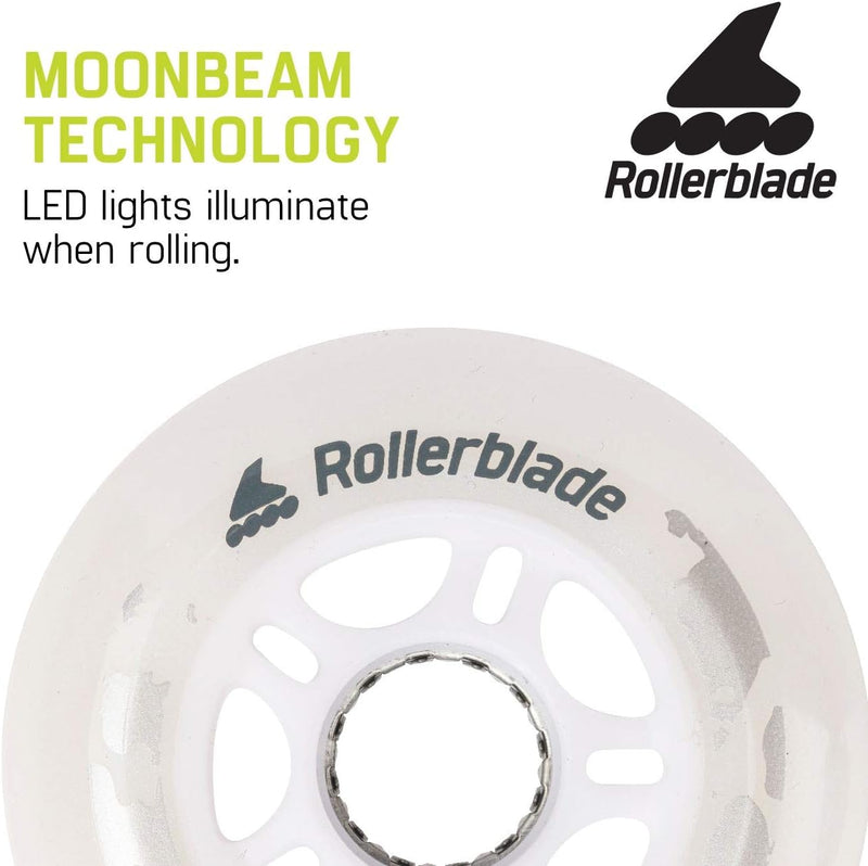 Rollerblade Moonbeam 72mm/82A LED Wheel 4-Pack Weiss, Weiss