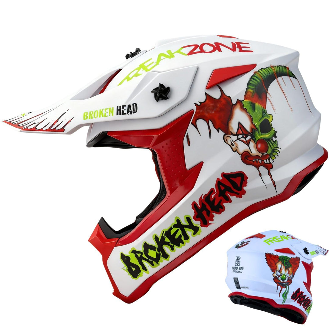 Broken Head FreakZone Motocross-Helm Weiss-Grün-Rot matt – Cross-Helm – MX – Quad – Supermoto L 59-6