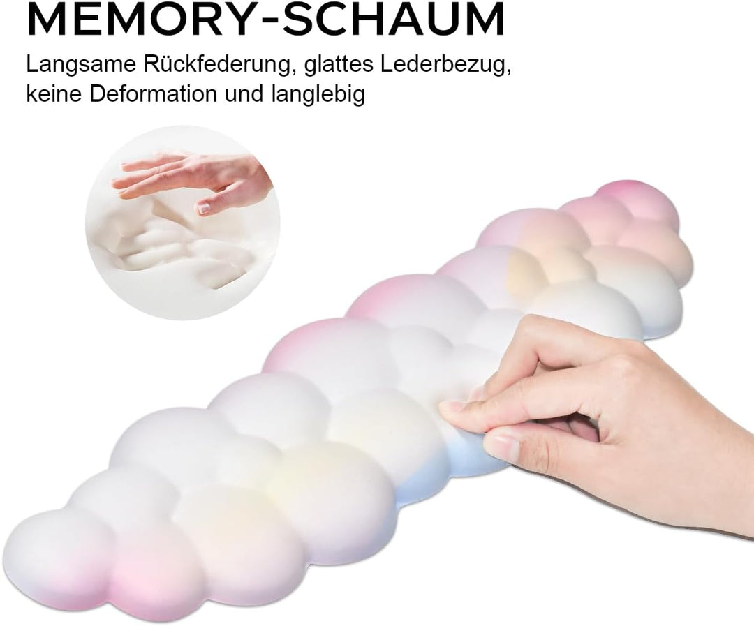 JIKIOU Cloud Handgelenkauflage Tastatur aus Leder mit rutschfester PU-Basis, bequemer Memory-Schaum