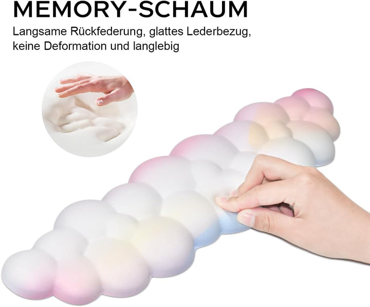 JIKIOU Cloud Handgelenkauflage Tastatur aus Leder mit rutschfester PU-Basis, bequemer Memory-Schaum
