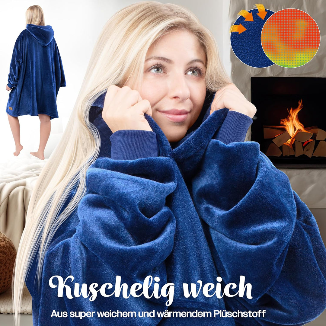 KESSER® Hoodie Decke Kuscheldecke mit Ärmeln Deckenpullover Vielseitig Tragbare Decke zum Anziehen f