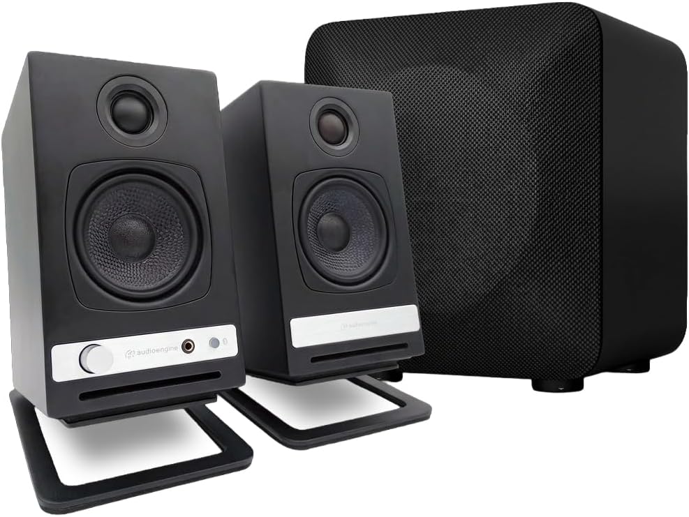 Audioengine A2 HD Wireless Speaker | Lautsprecher für Desktop-Monitor | Heim-Musiksystem aptX HD Blu