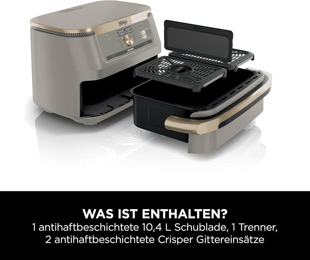 Ninja Foodi FlexDrawer Heissluftfritteuse, Dual Zone, verwandelt sich in MegaZone, 10,4 L, Dual Zone