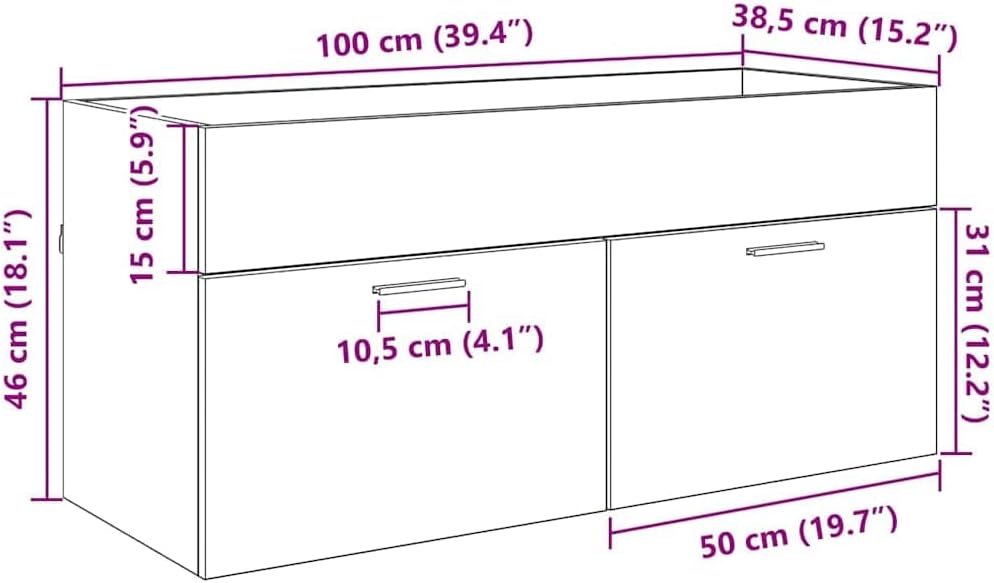 vidaXL Waschbeckenunterschrank mit Speicher Altholz Holzwerkstoff, Badezimmer Aufbewahrung, moderner