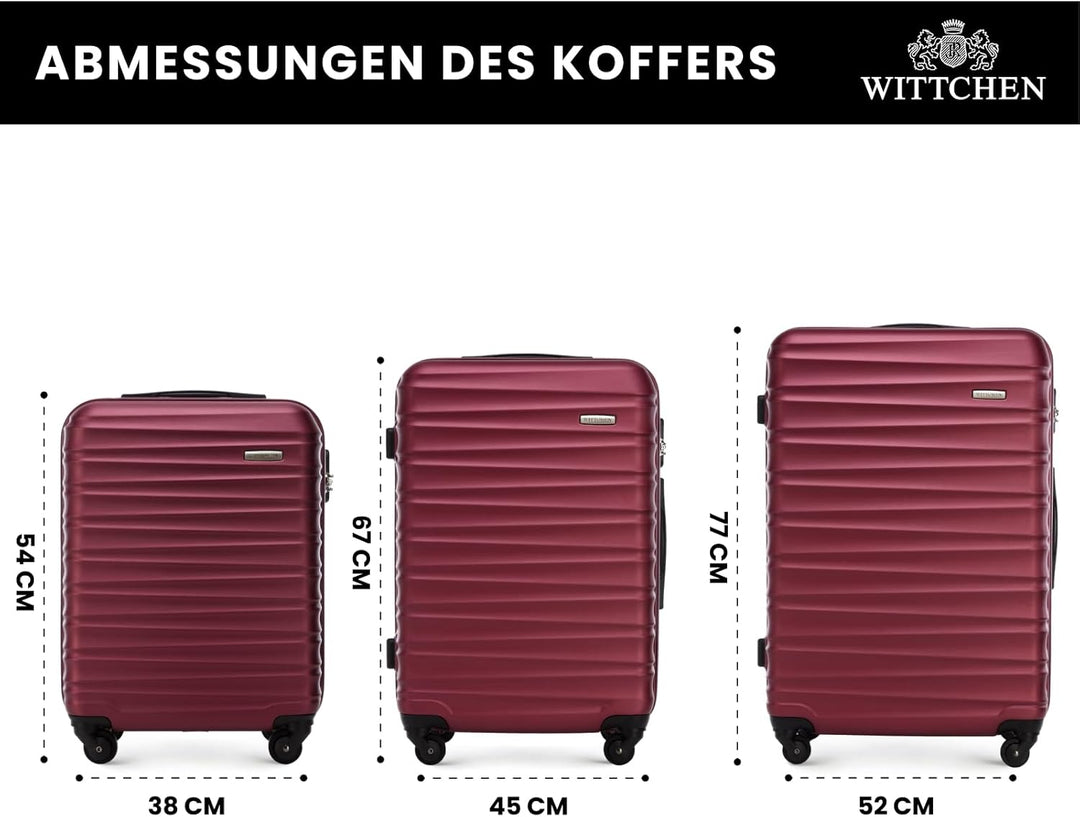 WITTCHEN Reisekoffer 3er Koffer-Set Rollkoffer Trolley Handgepäck Reisekofferset Gepäckset Hartschal