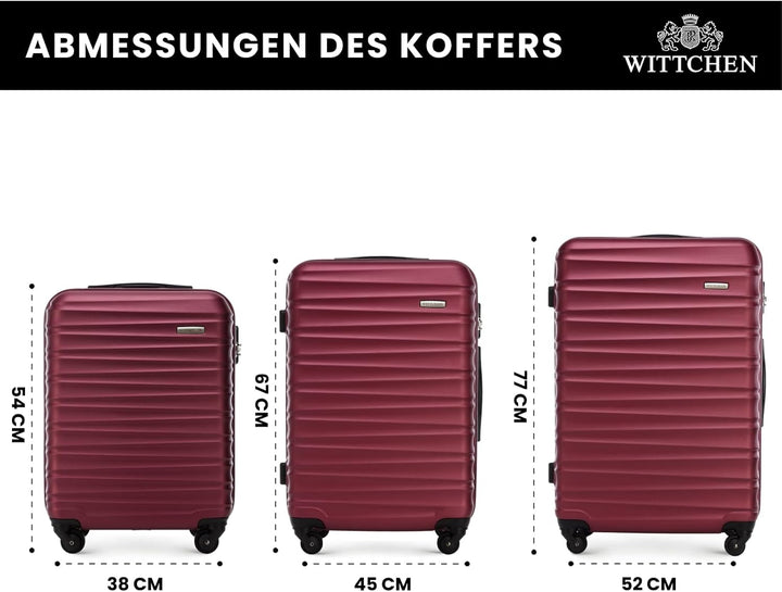 WITTCHEN Reisekoffer 3er Koffer-Set Rollkoffer Trolley Handgepäck Reisekofferset Gepäckset Hartschal