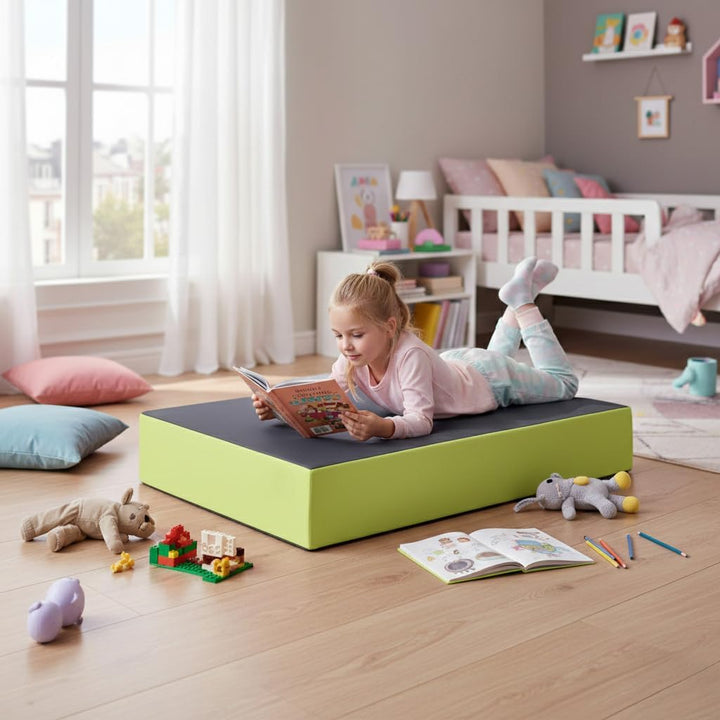 Jump Hüpfpolster 99 x 75 x 18 cm - blau oder rosa - Hüpfmatratze für Kinder ab 3 Jahre bis 40 kg - S