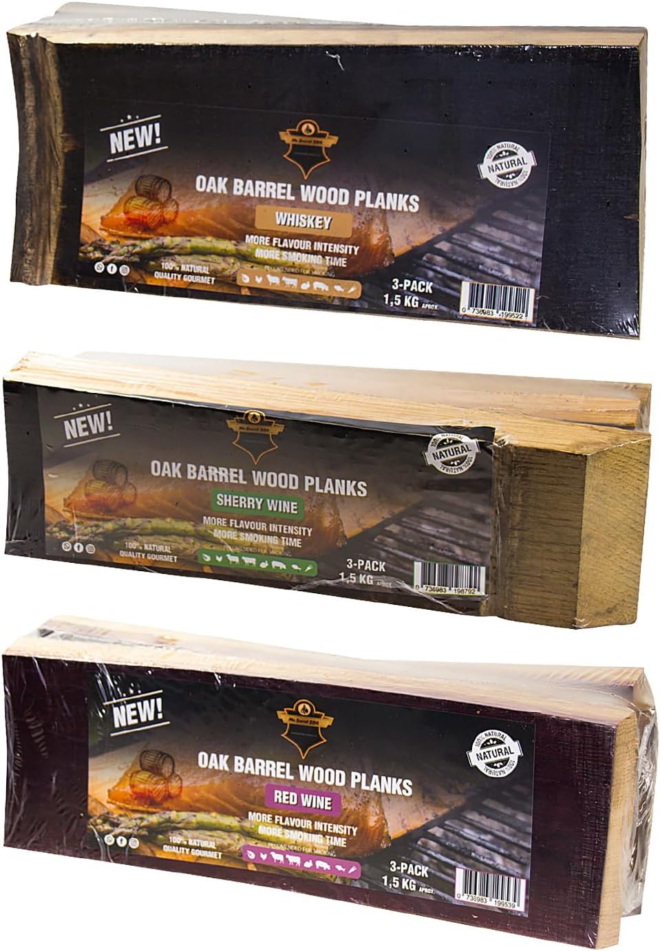 MPL001.1 Planks L Red Wine, 3er-Set, Red Wine