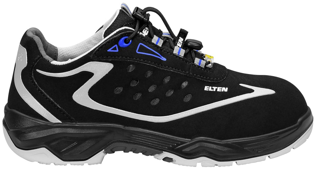 ELTEN Sicherheitsschuhe Rusher Low ESD S1, Herren, Textil, Stahlkappe, leicht, sportlich, Schwarz, G