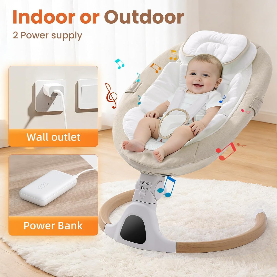 Babywippe Elektrisch, 0–6 Monate, max. 9 kg, Tragbares Neugeborenes Babyschaukel Indoor mit Bluetoot