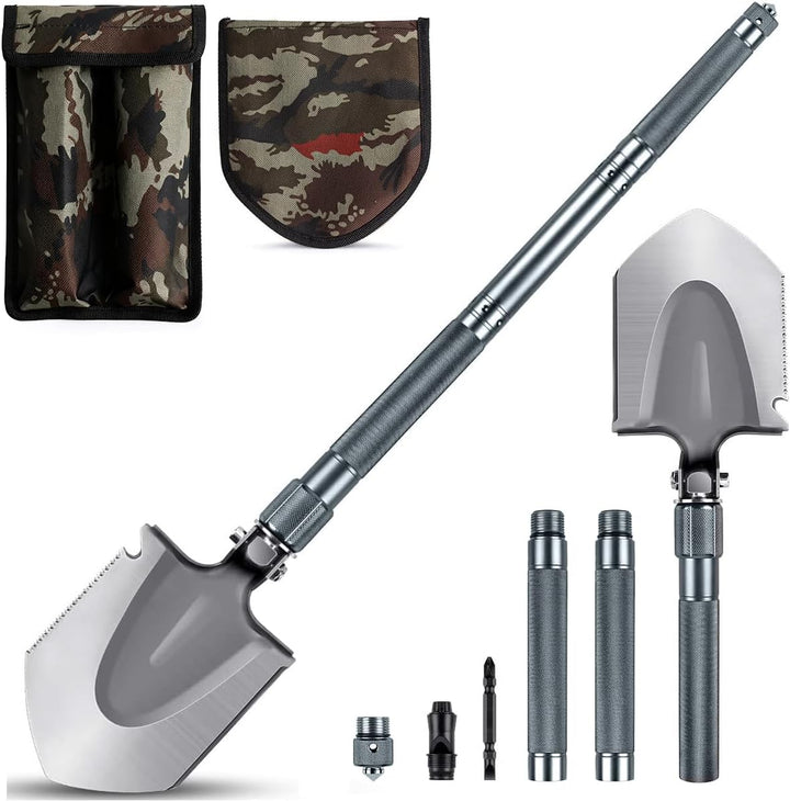 MOSFiATA Klappspaten 75cm Klappschaufel , 16 All-in-Function Survival Schaufel mit 2 Stück verstellb
