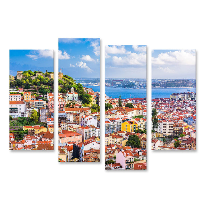 islandburner Bild auf Leinwand Lissabon Portugal Stadt Skyline Lisbon Sao Jorge Castle Bilder Wandbi
