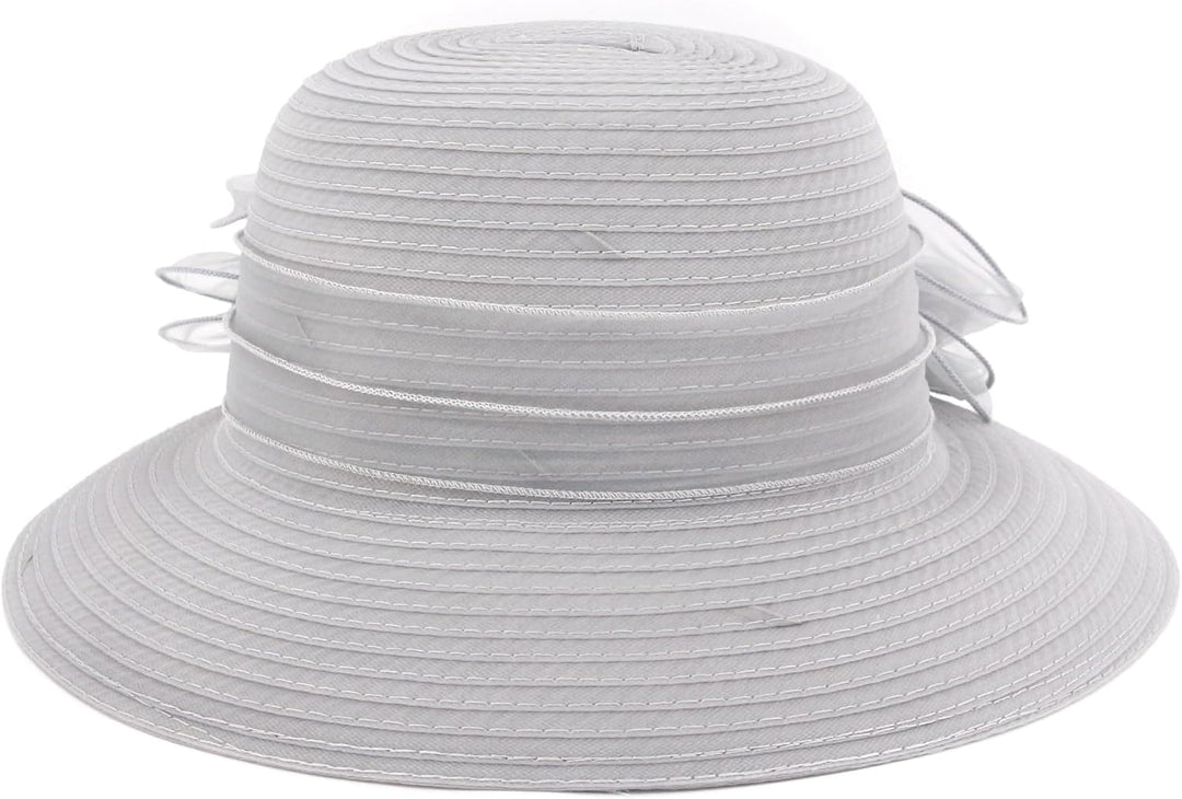Naimo Damen Organza Kirche Kentucky Hüte Derby Fascinator Hut Elegante Schleife Breite Krempe Brauth