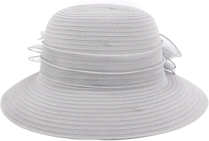 Naimo Damen Organza Kirche Kentucky Hüte Derby Fascinator Hut Elegante Schleife Breite Krempe Brauth