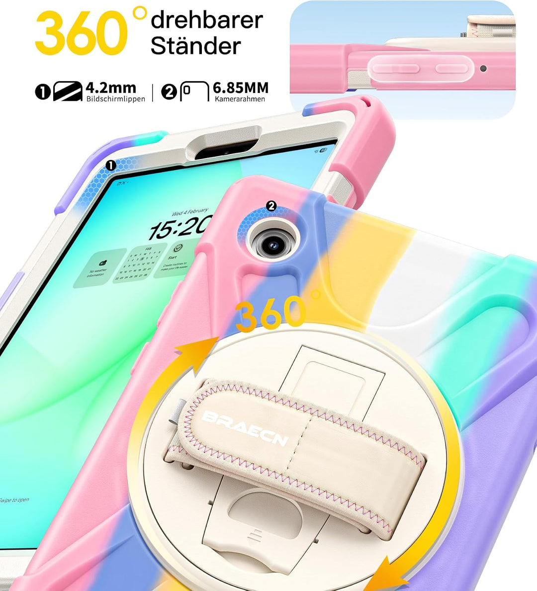 BRAECN für Galaxy Tab A11 Hülle - Samsung Tablet A11 8.7 Zoll 2025 Bunt | Stossfeste Schutzhülle mit