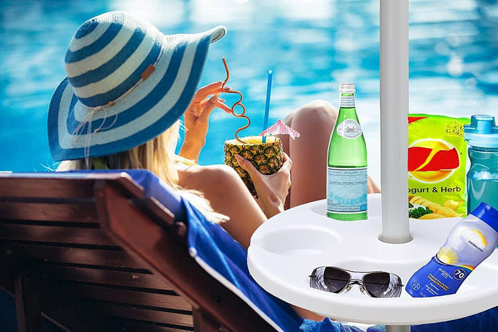 AMMSUN Sonnenschirmtisch aus Kunststoff mit 4 Becherhaltern, Weiss 12 Inch weiss 12 Inch Weiss-30,5