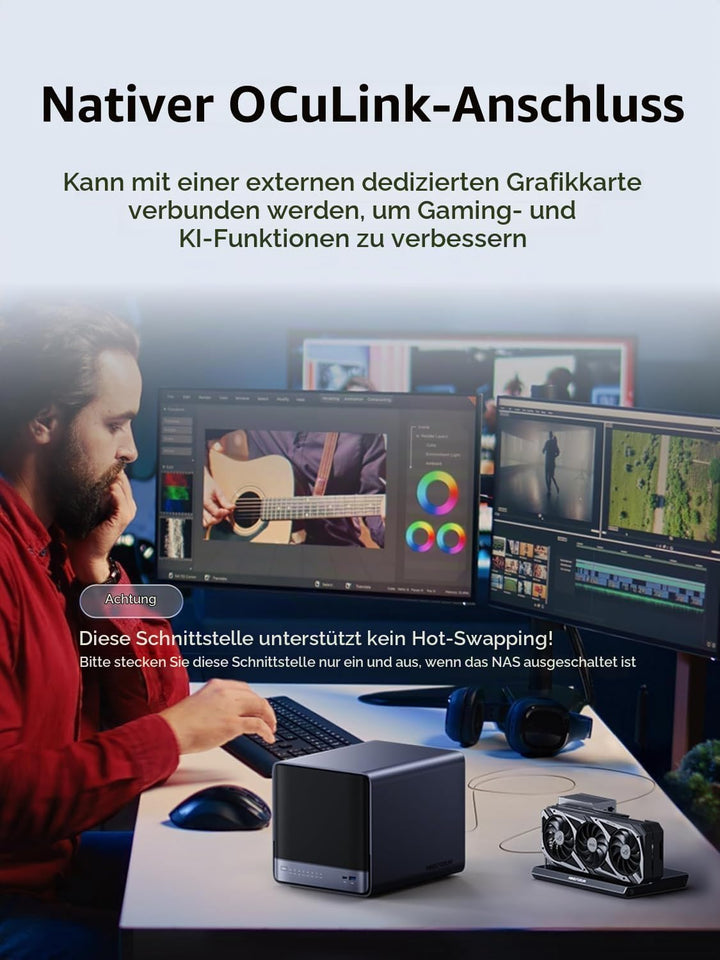 MINIS FORUM N5 Pro Desktop-NAS mit 5 Einschüben, AMD Ryzen AI 9 HX PRO 370 (12C/24T), 16 GB DDR5, 12