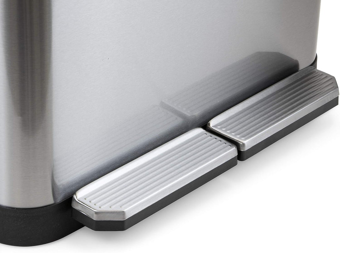 Emuca - Aussenbehälter mit 2 Fächern à 15 Liter, Treteimer, Abfallsammler, Edelstahl 15L 2 Fächern,