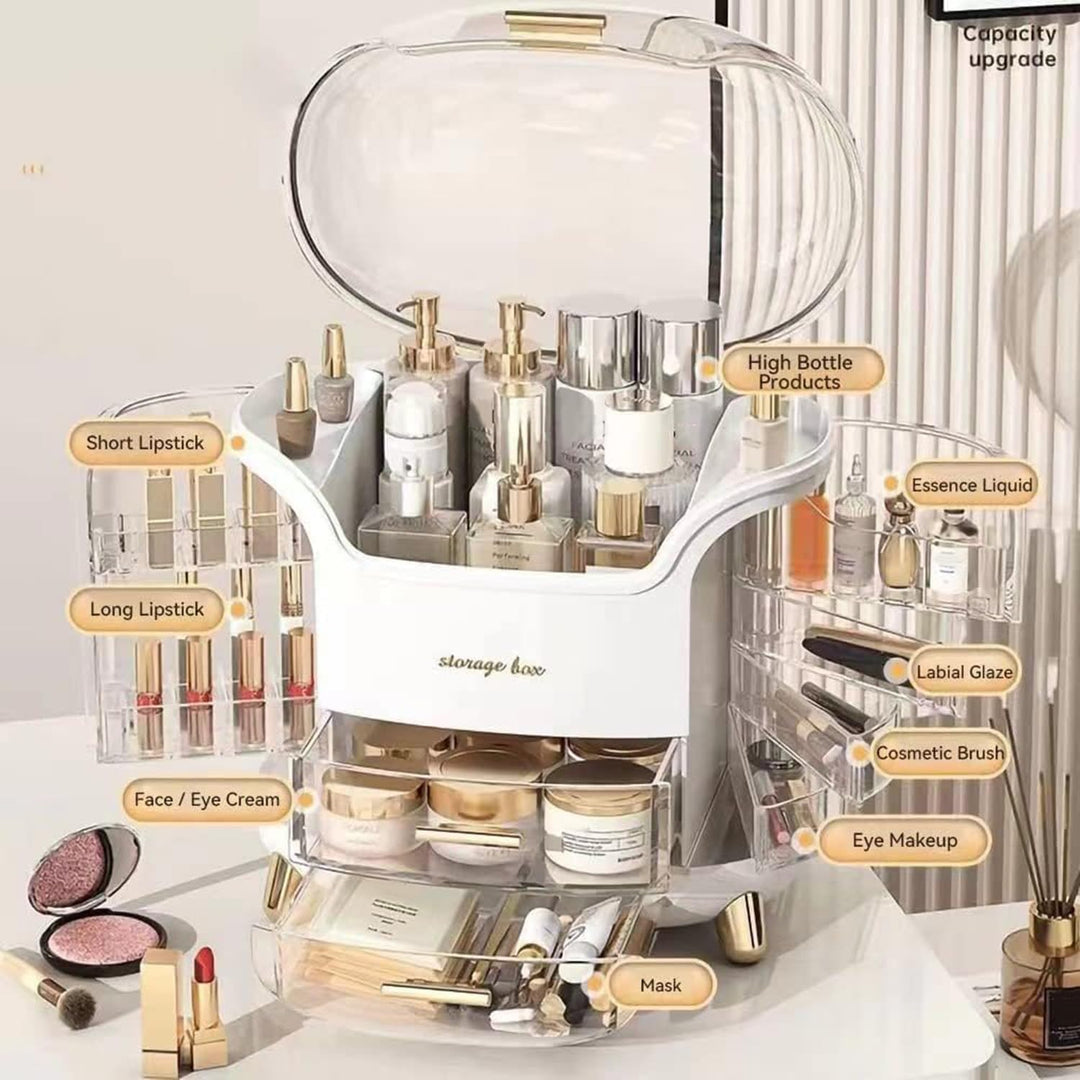 Schminktisch Organizer, Kosmetik Organizer mit Deckel & Schubladen, Grosse Make-up & Skincare Aufbew