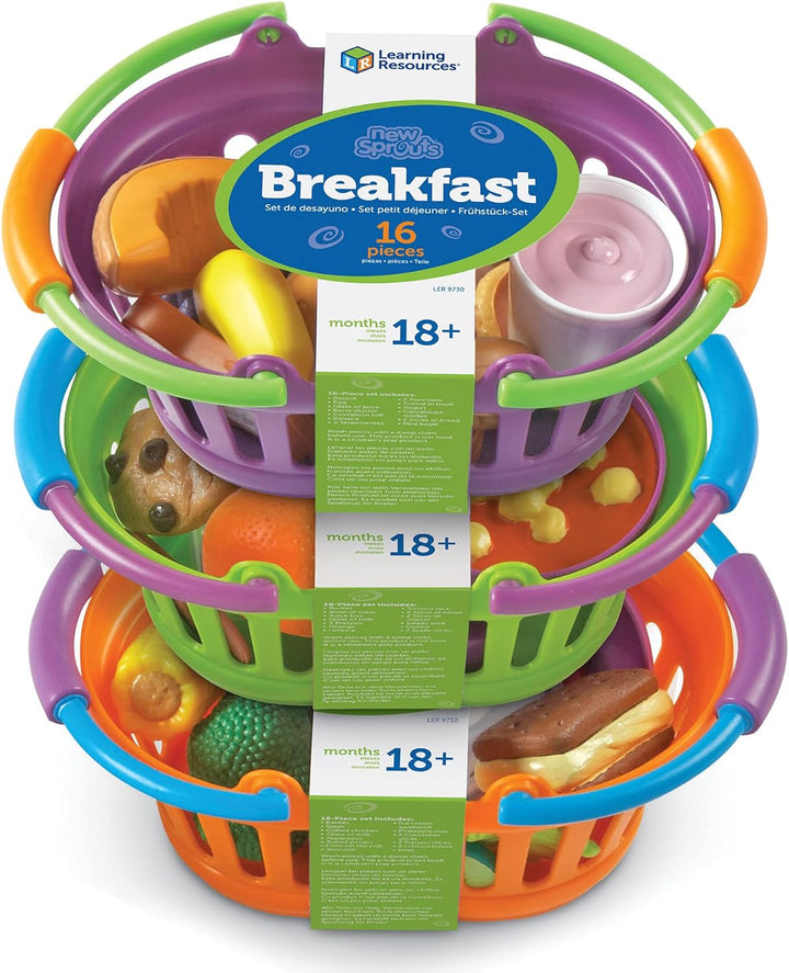 Learning Resources New Sprouts Frühstücks-, Lunch- und Dinner-Set Drei Mahlzeitenkörbe, Drei Mahlzei