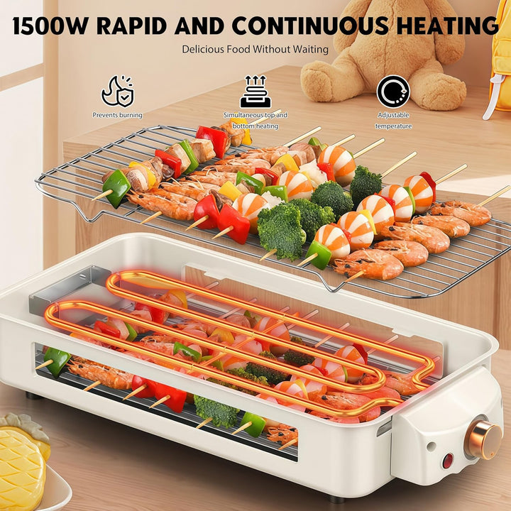 1500W Hot Pot Elektrisch mit Grillplatte, 2 in 1 Hotpot Elektrisch Pot und BBQ Grill, Smokeless mit
