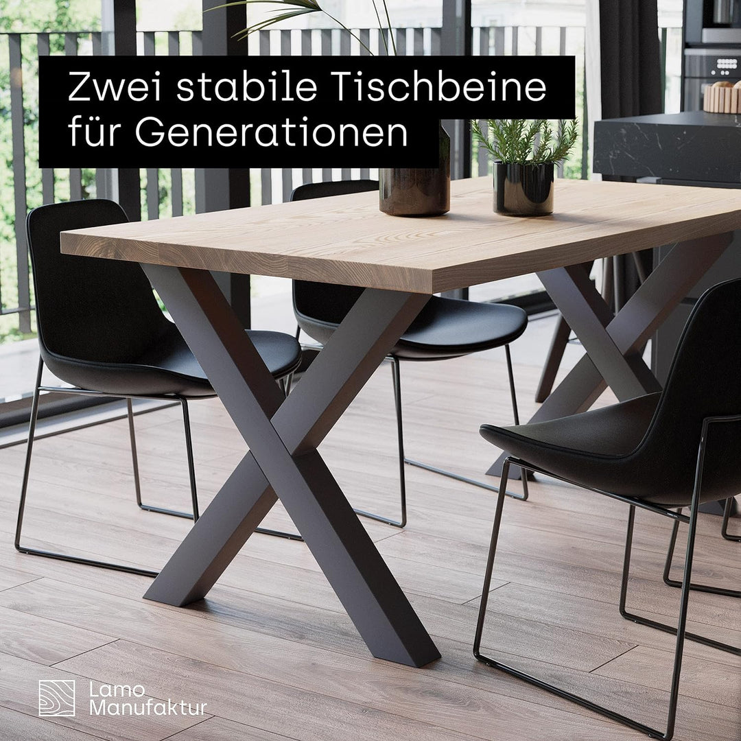 LAMO Manufaktur Tischbeine für Esstisch | Schreibtisch, Mark Light | Vierkantprofil 60x60 mm, Tischg