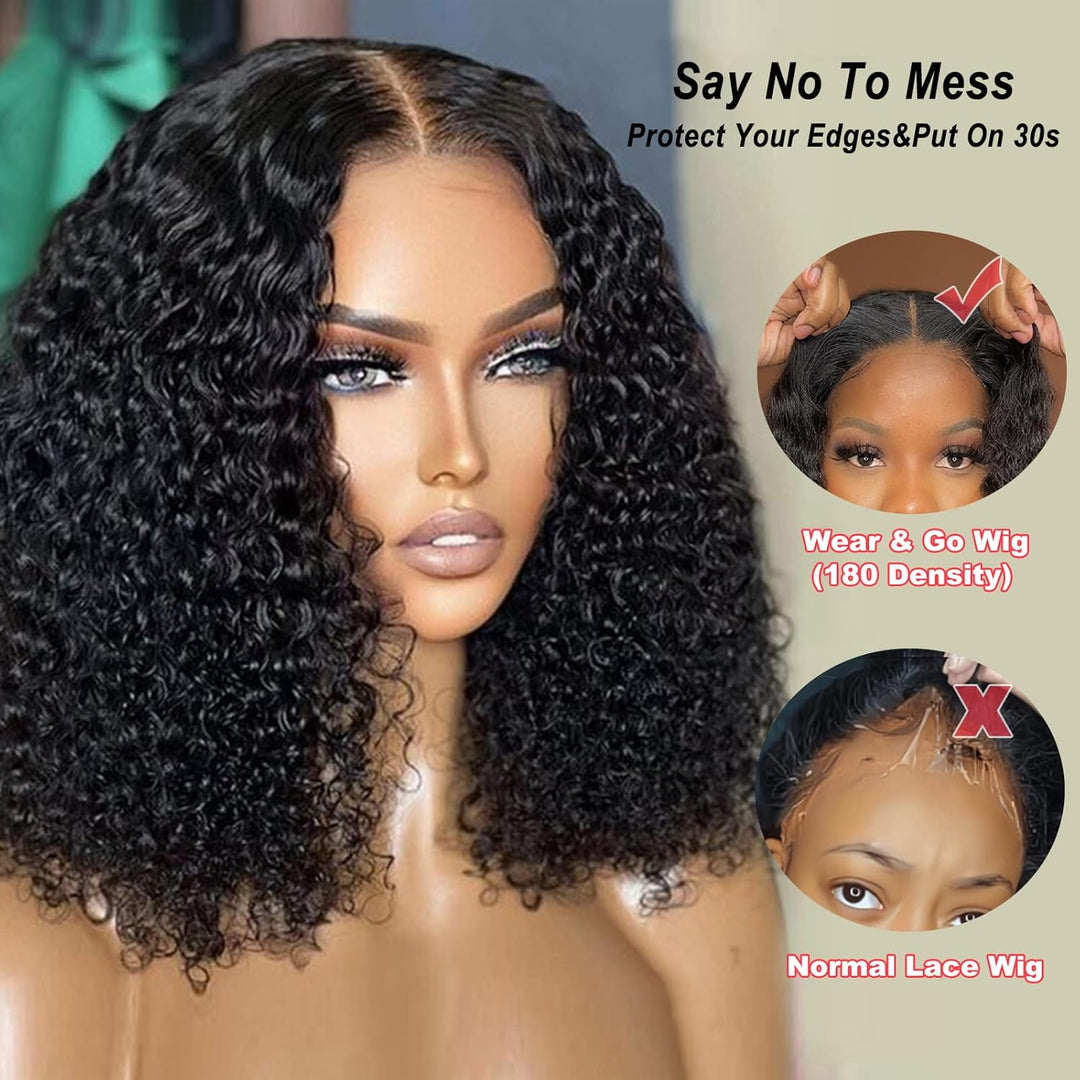 Human Hair Bob Wig 4x4 Curly Glueless Wig Human Hair For Black Women 180% Dichte Echthaar Perücke Mi
