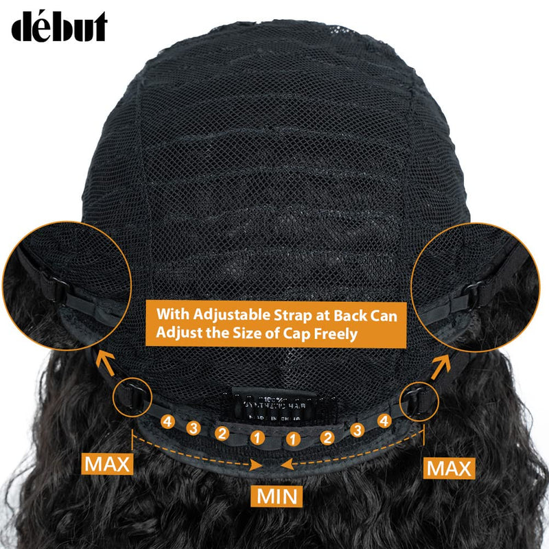 DÉBUT kurze lockige Perücke Ombre Perücke mit Pony Curl Fringe menschenähnliche perücke für Frauen 1