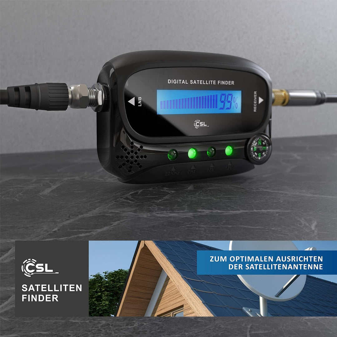 CSL - Digital Satfinder - Satelliten Finder Messgerät - LCD-Display - HD TV-fähig - mit integriertem
