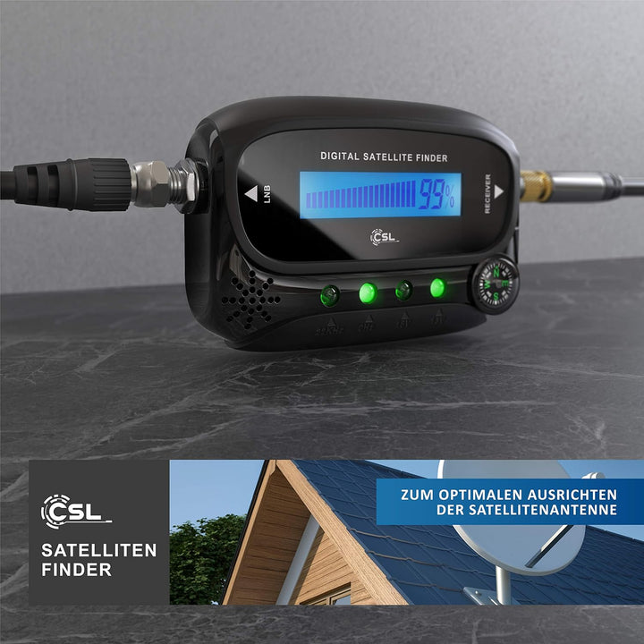 CSL - Digital Satfinder - Satelliten Finder Messgerät - LCD-Display - HD TV-fähig - mit integriertem