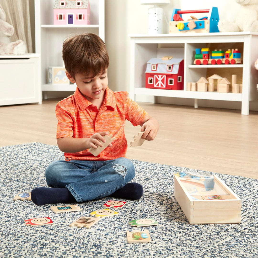 Melissa & Doug Puzzlekarten aus Holz - englisches Alphabet Buchstaben-Puzzles, Buchstaben-Puzzles