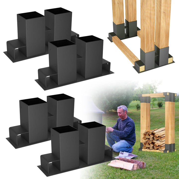 Yznahre Holzstapelhilfe 4er Set, stabile Holz Stapelhilfe,Einfach zu installieren Brennholz Stapelhi