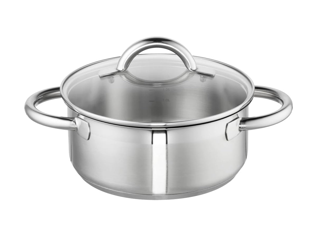 Schulte-Ufer 65009-20 Bratentopf mit Glasdeckel Loop, 20 cm, Edelstahl