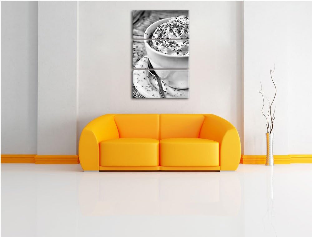 Pixxprint Monocrome, Kaffee mit Sahne 3-Teiler Leinwandbild 120x80 Bild auf Leinwand