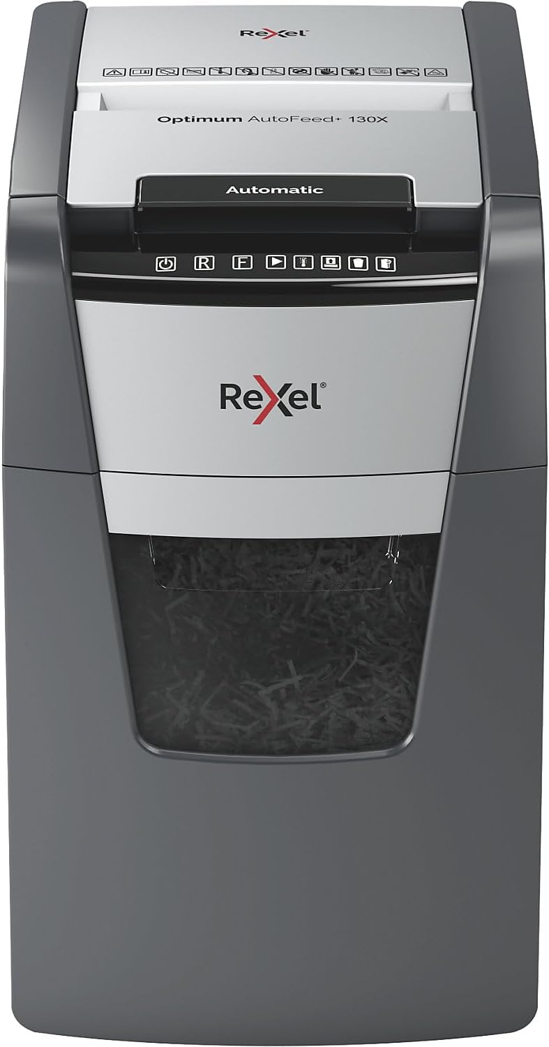 Rexel Optimum AutoFeed+ 130X Automatischer Aktenvernichter CH, 130 Blatt, Sicherheitsstufe P4, Parti