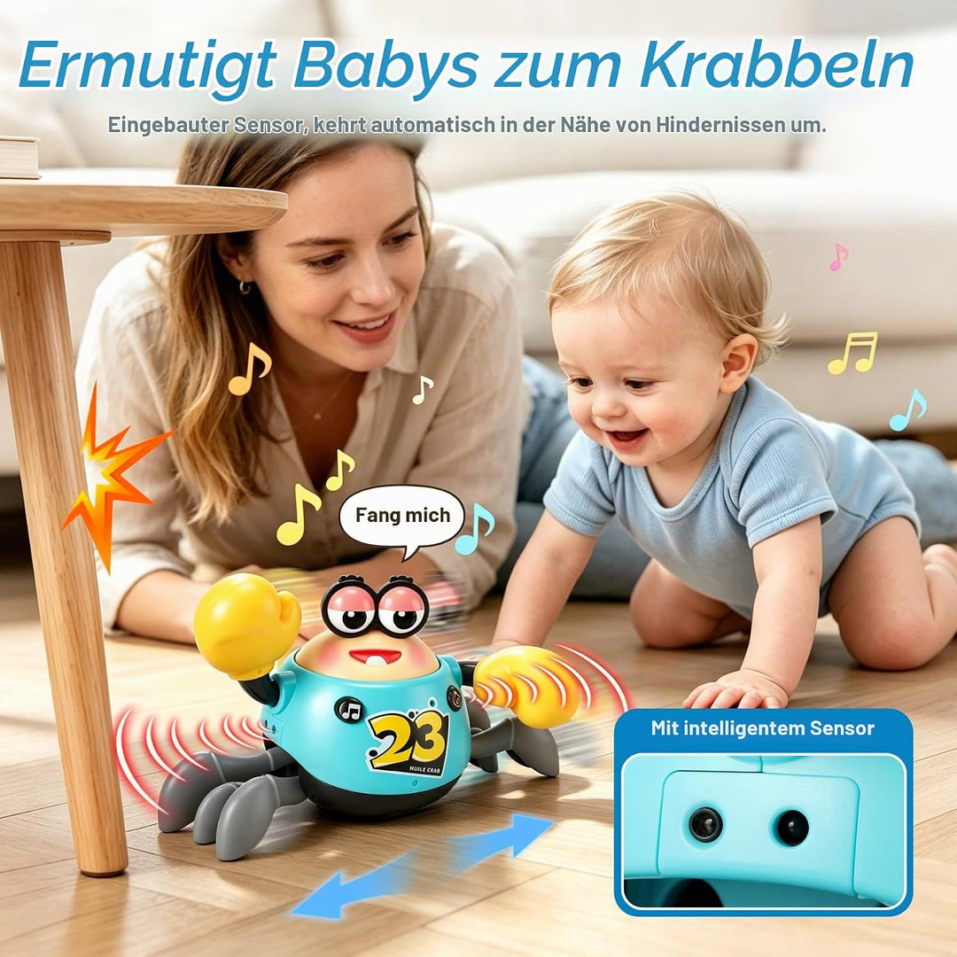 KETIEE Krabbe Baby Spielzeug 6-12 Monate, Interaktives Krabbelspielzeug, Automatisch Hindernissen Au