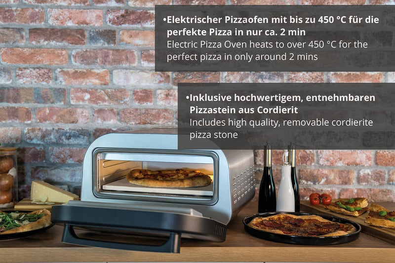 Unold Pizzaofen LUIGI 68816 | Elektrischer Pizza Ofen aus rostfreiem Edelstahl mit bis zu 400°C, nur