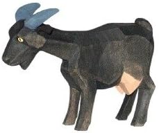 Ziege schwarz stehend mit Baumwollbeutel Krippenfigur