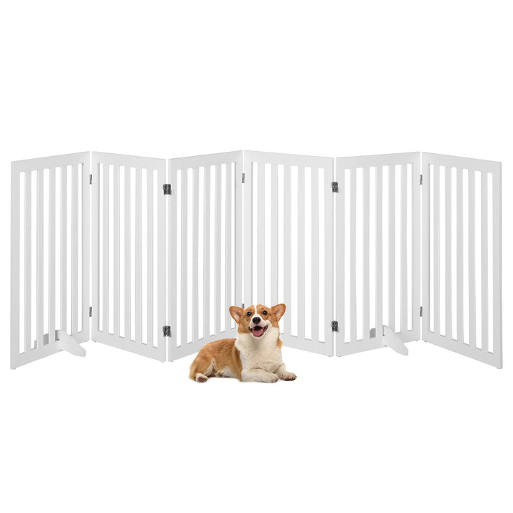 COSTWAY Absperrgitter Hunde 89cm Hoch, Schutzgitter Holz, Kindergitter klappbar, Treppengitter Hunde